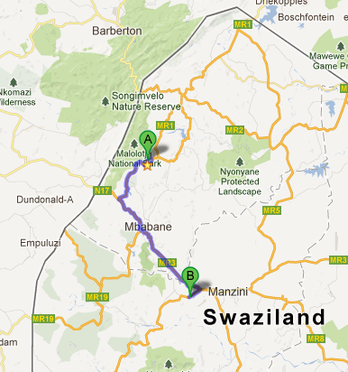 Route to the New Hope Centre, Manzini, Swaziland