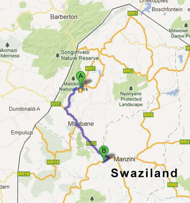 Route to the New Hope Centre, Manzini, Swaziland Route to the New Hope Centre, Manzini, Swaziland