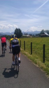 Biking past Mt. Rainier Biking past Mt. Rainier