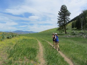 Running with a friend at the top of the Methow Running with a friend at the top of the Methow